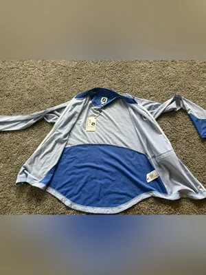 Footjoy Lightweight Periwinkle Striped Full Zip Jacket Womens Size L Golf NWT thumbnail 10