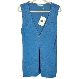 Peppermayo Capri Glow Knit Longline Vest Top Azure Blue Lrg NWT Festival Spring thumbnail 2