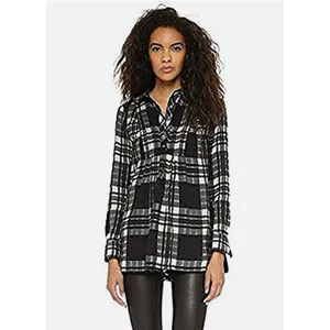 Free People Baby Blues Plaid Tunic Top Women's Size XS Babydoll Black White‎ thumbnail 2