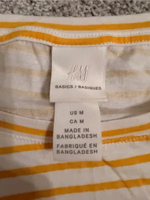 H&M Basics Yellow Stripe Crew Neck Women’s Tee thumbnail 2