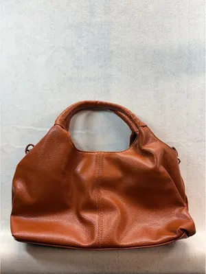 Brown Pebbled Faux Leather Satchel Handbag Shoulder Bag w/ Strap thumbnail 4