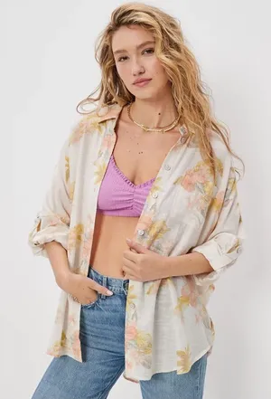 American Eagle NWT Go Big Oversized Shirt SZ L thumbnail 1