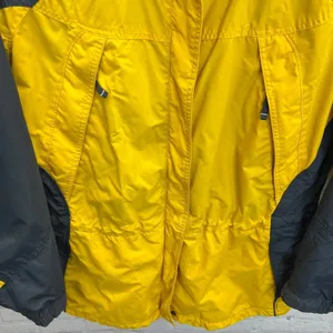 Columbia Interchange Core Jacket Women's‎ L Yellow Hooded Packable Rain Shell thumbnail 7