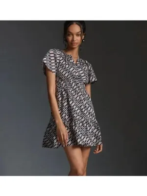 Anthropologie Somerset Mini Dress in Blue Geometric Short Size S thumbnail 2