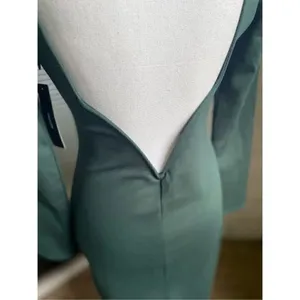 NWT Lulus Olive Green Open Back Long Sleeve Round Neck Dress Size L Party Knee L thumbnail 14