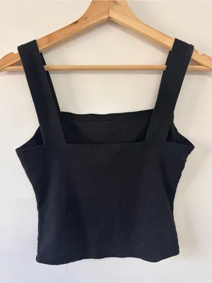 Black Ribbed Cropped Tank Top Small thumbnail 2