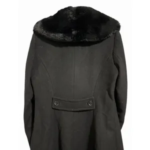 Lauren Ralph Lauren‎ Faux-Fur-Collar Wool Blend Coat Black Women's Size 4 thumbnail 4