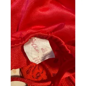 Tres Chic Red Lace Med Babydoll Chemise Nightie Lingerie top vintage sexy glam‎ thumbnail 4