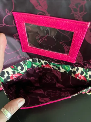 Betsey Johnson Y2K Hot Pink Floral & Leopard Crossbody with Bow thumbnail 7