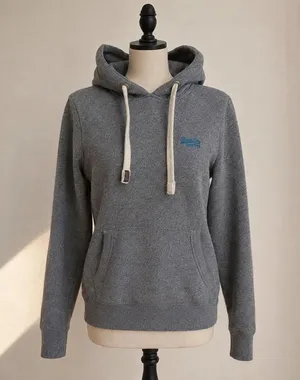 Superdry Orange Label Gray Hoodie Women M Embroidered Logo Pullover thumbnail 1