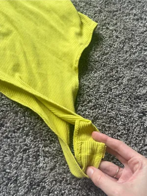 Timing Lime Ribbed Bodysuit with Built-In Cups and Spaghetti Straps thumbnail 3