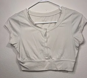 Aerie Cream Crop Top thumbnail 1