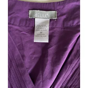 VTG Y2K dELiA*s Purple Short Sleeve Cotton Blend V Neck Belted Dress Sz M thumbnail 5