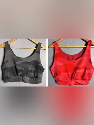Aerie offline black and red camo keyhole back sports bra bundle. Both size XXL thumbnail 2