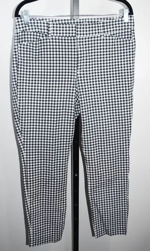Old Navy Pixie Pants Size 12 Black White Gingham High-Rise Cropped Trousers thumbnail 1