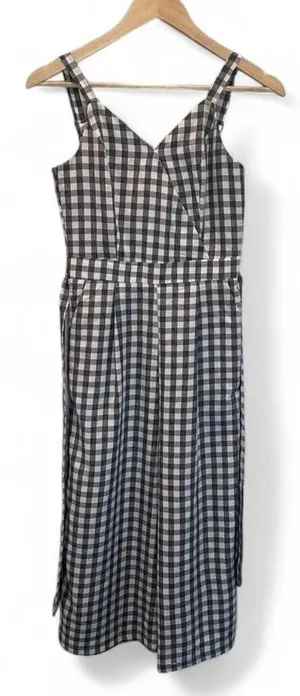 Gingham‎ Plaid Sleeveless Belted Jumpsuit Size Small Casual Boho Lightweight thumbnail 1