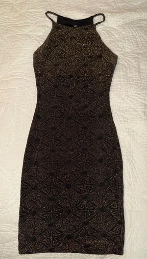 Design Lab Black and Gold Halter Dress thumbnail 1