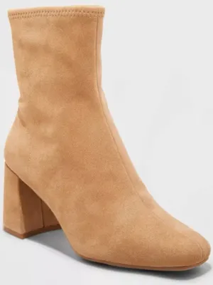 a new day Tan Block Heel Faux Suede Ankle Booties Size 9.5 thumbnail 4