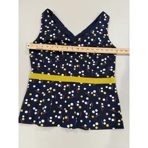 NEW Boden Top Womens 10 Navy Sinead Polka Dot Stretch Preppy Work Beach Coastal thumbnail 5