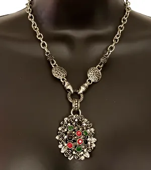 Vintage Floral Medallion Necklace thumbnail 1