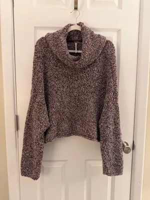 Free People Purple Cowl Neck Oversized BFF Sweater Medium thumbnail 3
