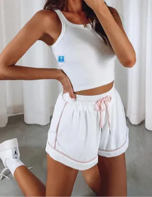 Princess Polly white and pink sweatshorts  thumbnail 1