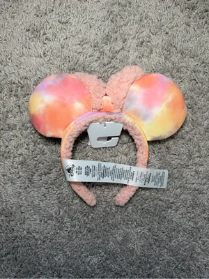 Disney Pastel‎ Tie-Dye Minnie Ears Headband with Pink Sherpa Bow thumbnail 2