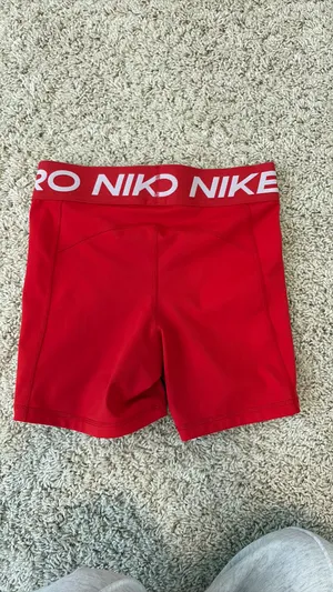 Red Nike Pro Spandex Shorts Women’s 3" thumbnail 3
