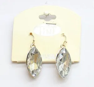 NWT Tint Fashion Teardrop Rhinestone Dangly Drop Earrings Gold / Clear 1.5" thumbnail 1
