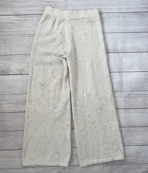 Cotton Candy LA pull on loungewear pants Cream color with grey/black accents thumbnail 8