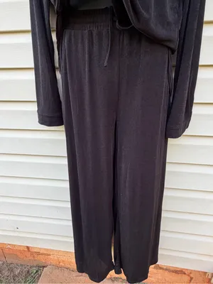 Easel Los Angeles Black 2 Piece Lounge Set Wide Leg Pants Medium New thumbnail 3