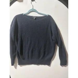 Kenneth Cole New York Women's Navy Blue Ribbed Boat Neck‎ Long Sleeve Sweater XL thumbnail 3