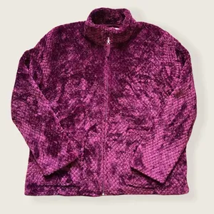 Cuddl Duds Plush Zip Up Purple Jacket L thumbnail 1