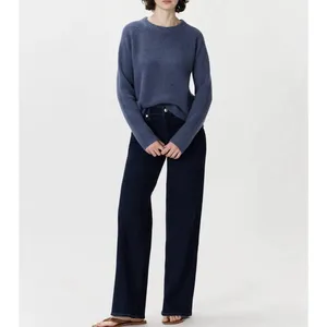 Quince Mongolian Cashmere Fisherman Crewneck Sweater Pullover Copenhagen Blue thumbnail 7