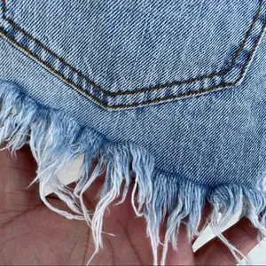 We The Free Women’s Shorts Blue Denim Button Fly Cut Off Distressed Size 26 thumbnail 8