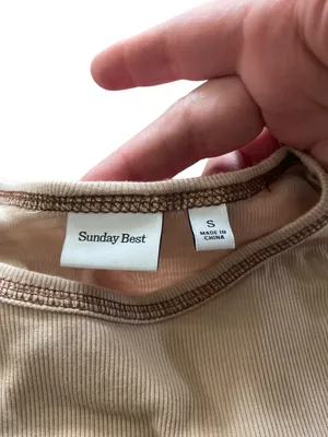 Aritzia Sunday Best Corset Stitch Crop Top Beige Size S Neutral Casual Y2K Retro thumbnail 3