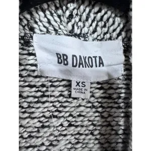 BB Dakota XS Open Front‎ Cardigan Chevron Chunky Knit Drape Boho Black White thumbnail 5