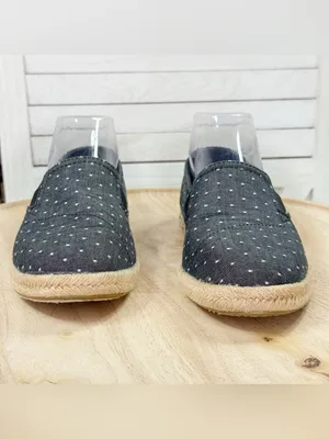 Toms Alpargata Polkadot Espadrille Canvas‎ Slip On Flats Shoes Black White 7.5 thumbnail 2