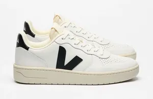 Veja V-10 Leather Sneakers Womens 7 White Black Low‎ Top Lace Up Shoes EUR 38 thumbnail 1