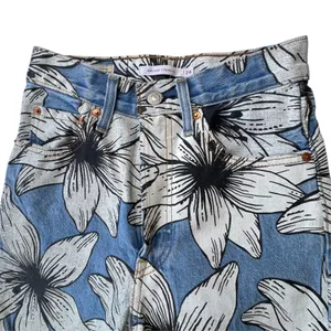 Levis x Farm Rio Ribcage Straight Jeans Womens 24 Blue Tropical Ankle High Rise thumbnail 4