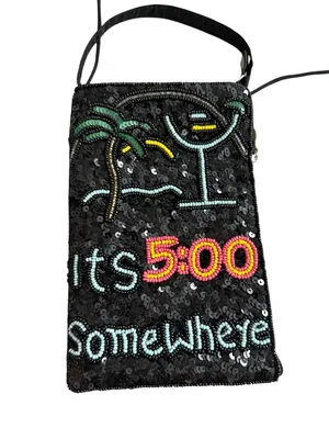 ITS 5 O’CLOCK SOMEWHERE Beaded Mini Crossbody Bag Black thumbnail 2