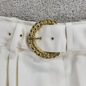 Vintage‎ Ellen D Womens Pants 9/10 White Pleated Belted Tapered Ankle Career thumbnail 10