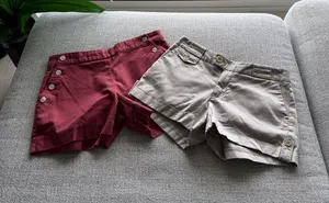 Banana Republic Women's‎ Button-Accent Shorts in Burgundy and Khaki thumbnail 1