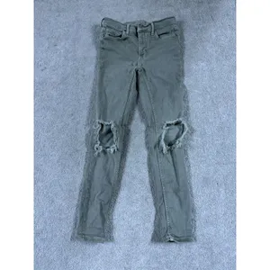 Free People‎ Women's Green Distressed Skinny Jeans Size 24 thumbnail 2