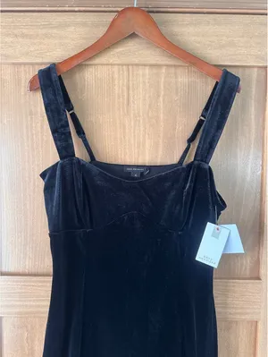 NWT Good American Black Velvet Mini Dress Women’s size XL thumbnail 3