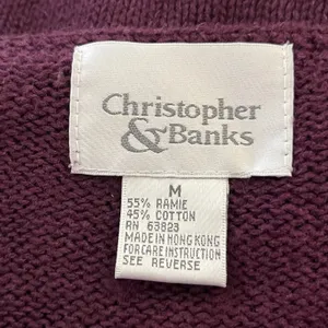 VTG Y2K Christopher & Banks Floral Applique Cardigan Sweater Plum M thumbnail 6