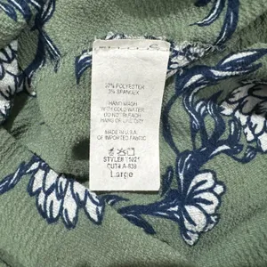 Let Them Eat Cake Sz L Crop Top Green Blue Flowers V-Neck Wrap elastic waist thumbnail 5