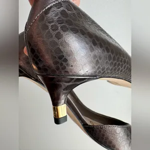 Sam Edelman Dark Brown Metallic Snake Print Heels thumbnail 7