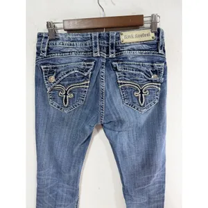 Rock Revival Johanna Straight Jeans Women's 28 Blue RJ8250T25 Embellished Boho thumbnail 3