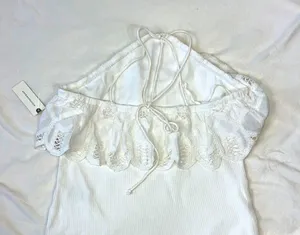 Anthropologie halter top ruffled Color: White size M NWT thumbnail 8
